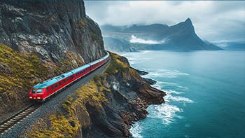 red-train-traveling-along-coastal-cliffside-norway